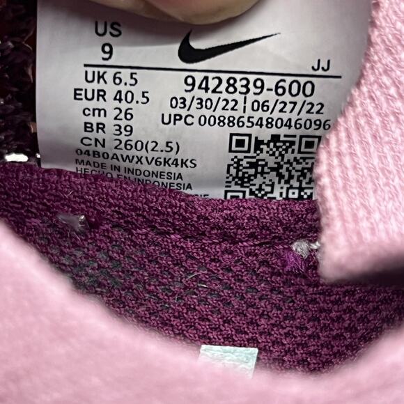 Nike Free RN Flyknit Running Shoes Women Size 9 Purple Lightweight Low Sneakers - Picture 8 of 8